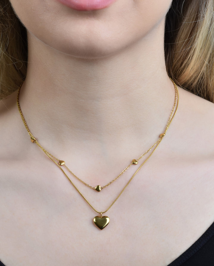 Double Layered Hearts Necklace