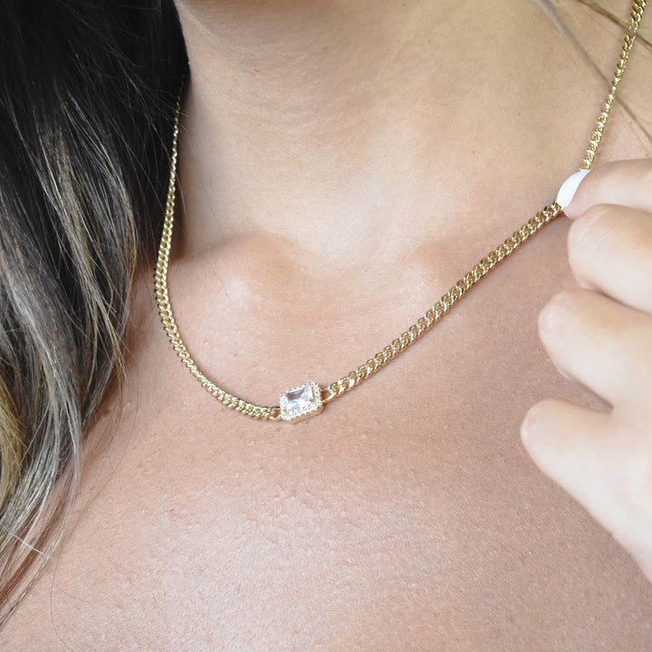 zirconia chain necklace